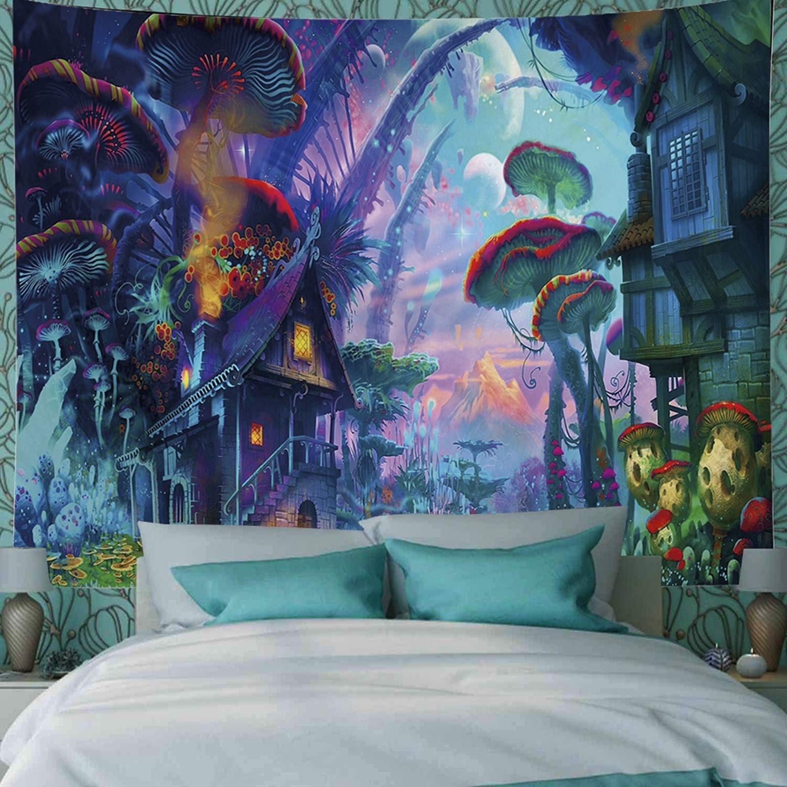 HASTHIP  Sunset Wall Tapestry Forest Tree Tapestry Mountain Wall Hanging Psychedelic Nature Landscape Tapestry Home Decoration for Bedroom Living Room (51 X59 ) (Aqua 3) HASTHIP  Sunset Wall Tapestry Forest Tree Tapestry Mountain Wall Hanging Psychedelic Nature Landscape Tapestry Home Decoration for Bedroom Living Room (51 X59 ) (Aqua 3)